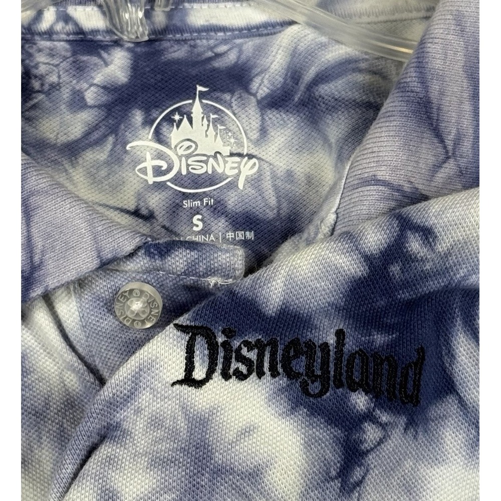 Disneyland Mens‎ Shirt Camo Blue  Size Small Polo Disney Parks Embroidered